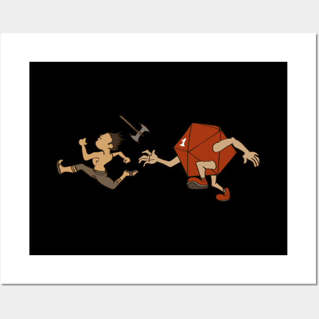 Funny Running Barbarian from Critical Fail D20 Dice Wall Art by pixeptional